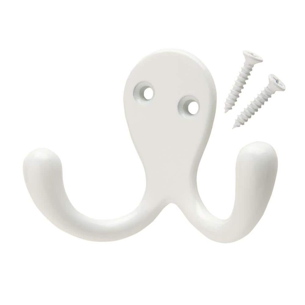 Everbilt J-Hook Robe/Towel Hook Double Hook in White (2)