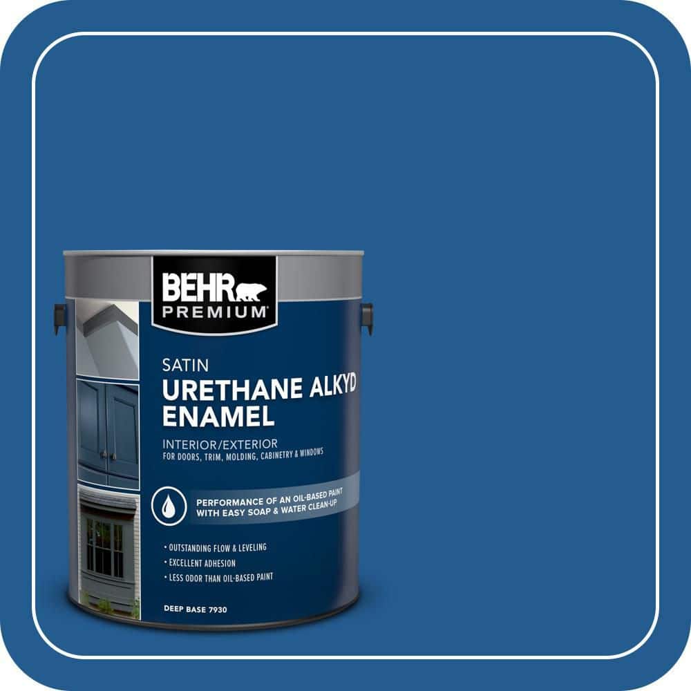 BEHR PREMIUM 1 gal. #S-G-570 Sapphire Lace Urethane Alkyd Satin Enamel Interior/Exterior Paint