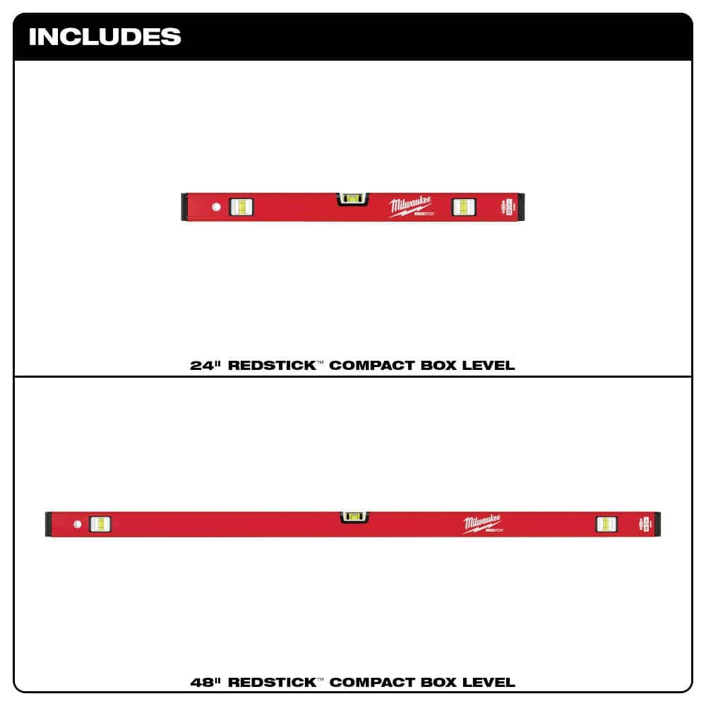 Milwaukee 24 in./48 in. REDSTICK Compact Box Level Set (2)