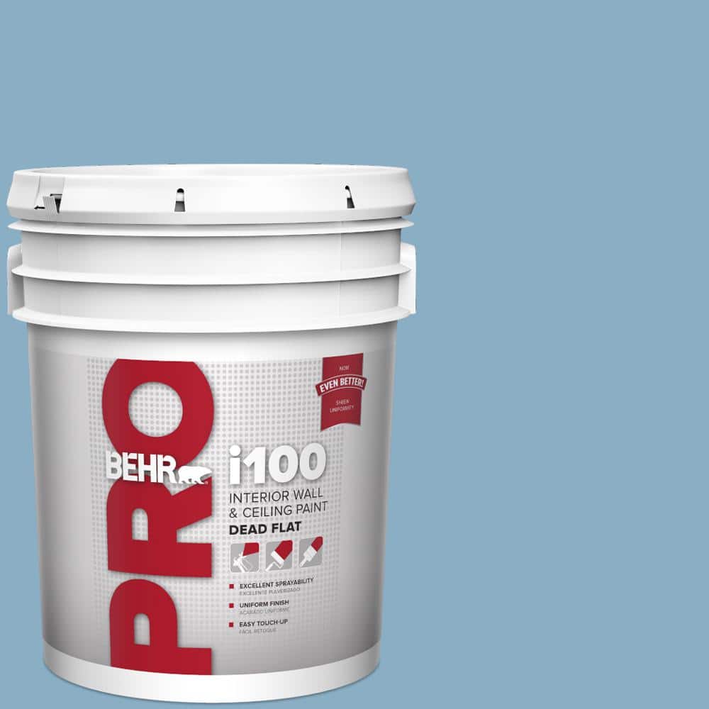 BEHR PRO 5 gal. #S500-4 Chilly Blue Dead Flat Interior Paint