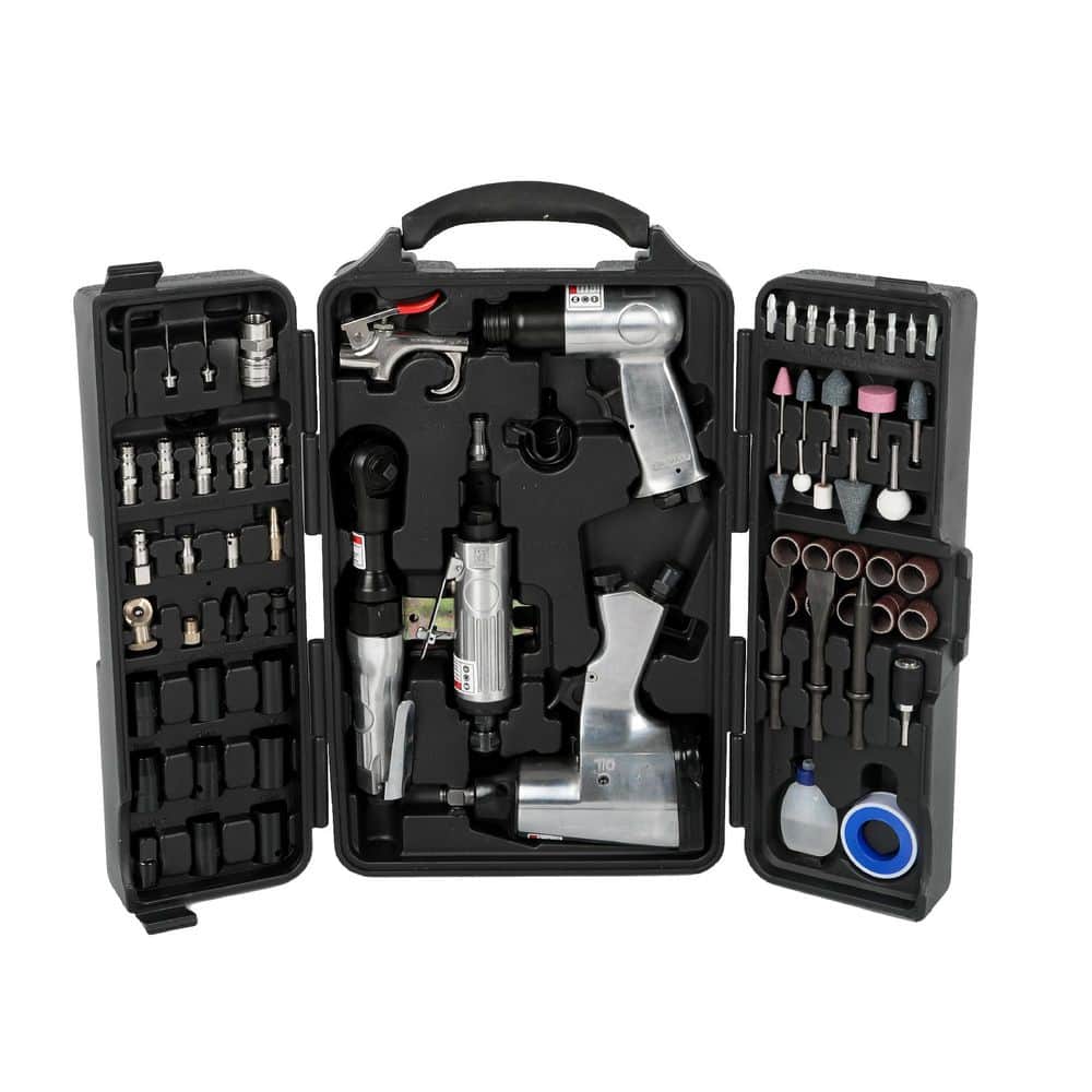 Oerbin 71 Piece Air Tool and Accessories Kit, Impact Wrench, Air Ratchet, Die Grinder, Aire Hammer,Hose Fittings, Storage Case