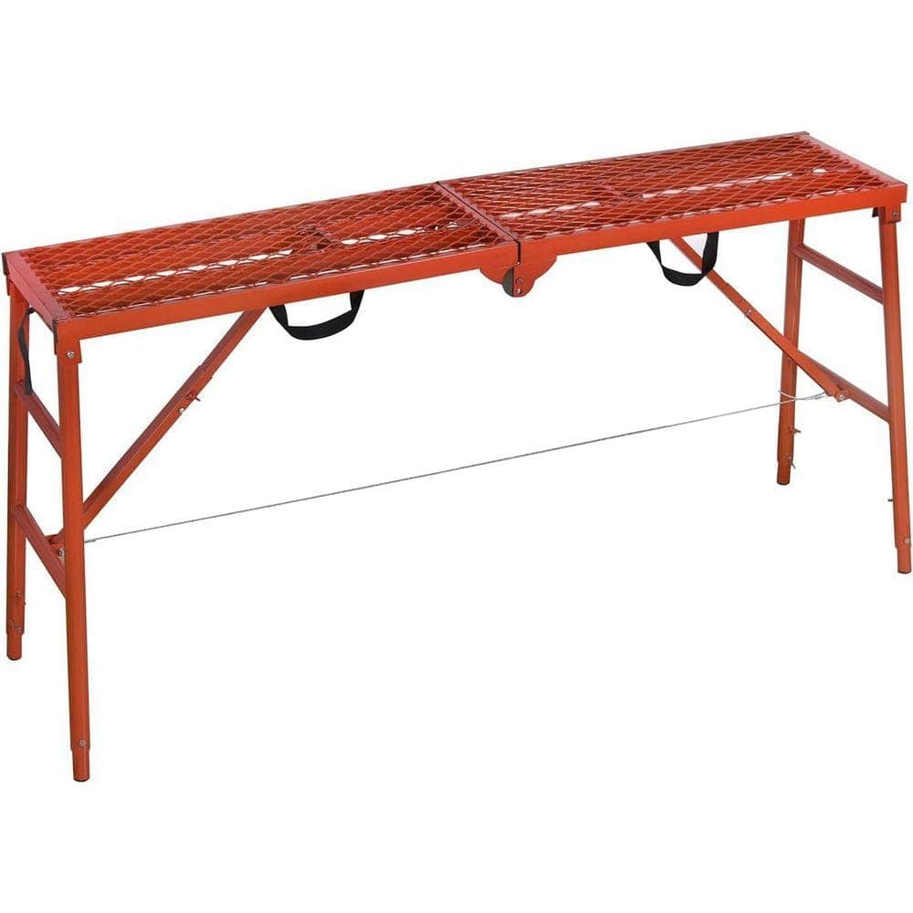 KIWDZFU Portable Adjustable Scaffolding Platform 70x15x33 770 Lbs Capacity Red Welded Iron Non-Slip Surface Ladder Accessory (1)