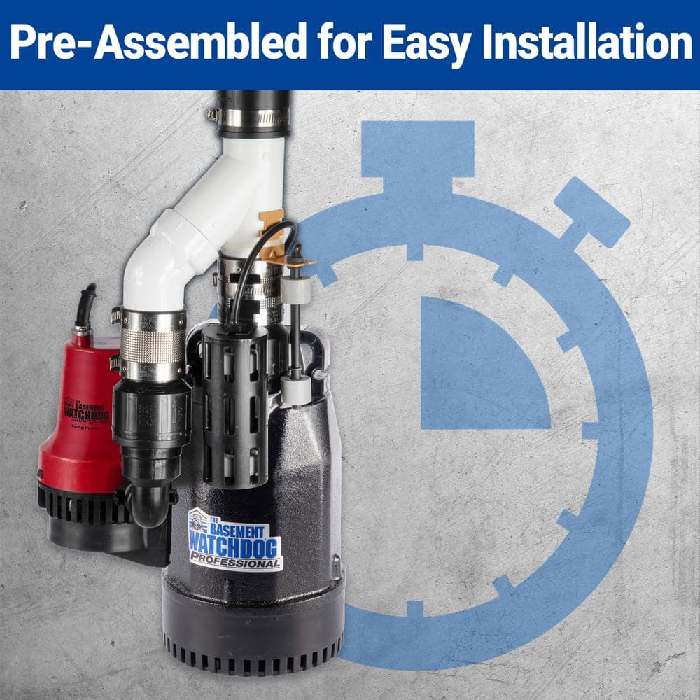 Basement Watchdog Combo Pre-Assembled 1/3 HP Primary and Battery Backup Sump Pump System with 24-hour a Day Monitoring Controller (2)