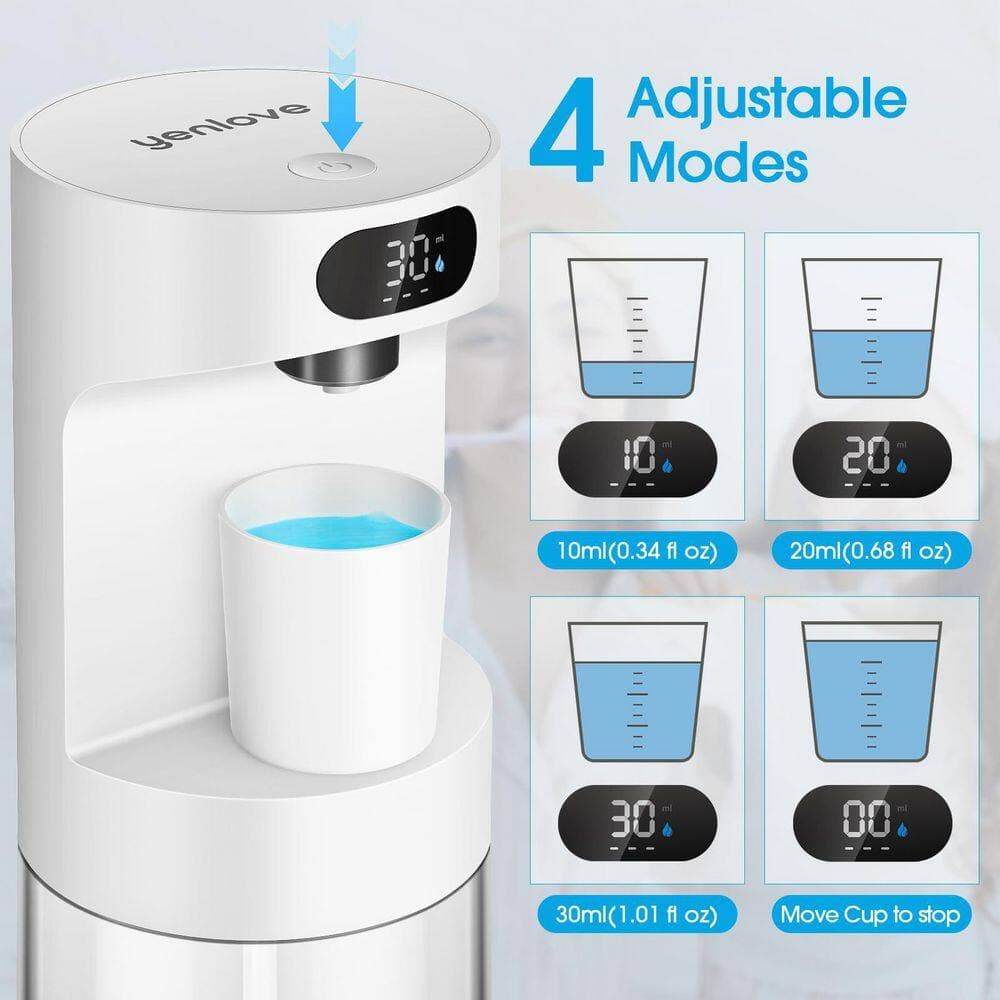 Wudkey 6-Piece Bathroom Accessory Set, 20.29 oz. Wall-Mounted Automatic Mouthwash Dispenser in White with Led Screen (3)