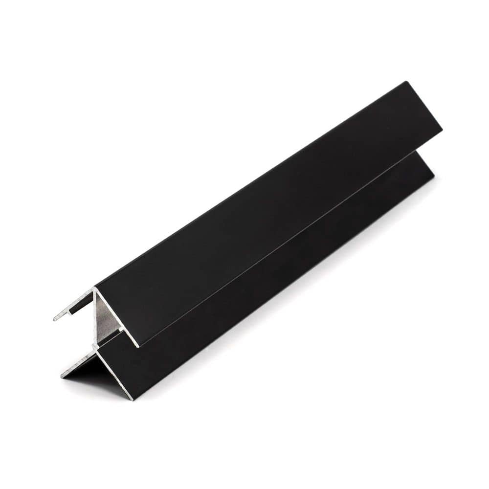 Outwater 1.25 in. D x 1.25 in. W x 72 in. L Finished Black Powder Coated Aluminum Corner Moulding Fits 3/4 in. Boards (18-Pack) (1)