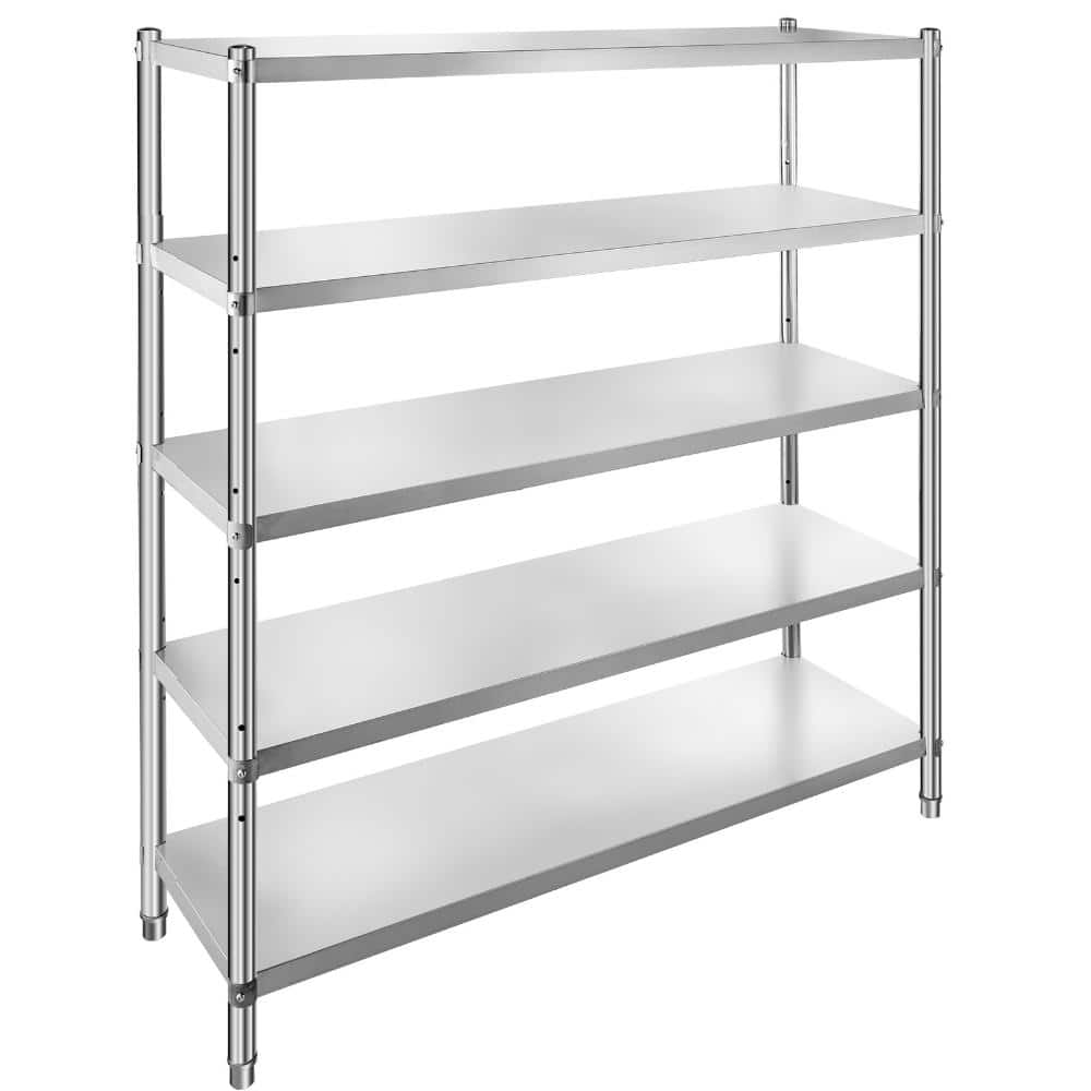 Volenca Stainless Steel Shelving Unit 60x18.5 in, 5-Tier Adjustable Rack, Heavy Duty, 330 Lbs per Shelf, For Kitchen Garage (2)