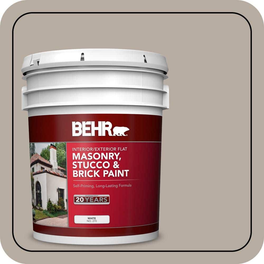 BEHR 5 gal. #PPU18-13 Perfect Taupe Flat Interior/Exterior Masonry, Stucco and Brick Paint (1)