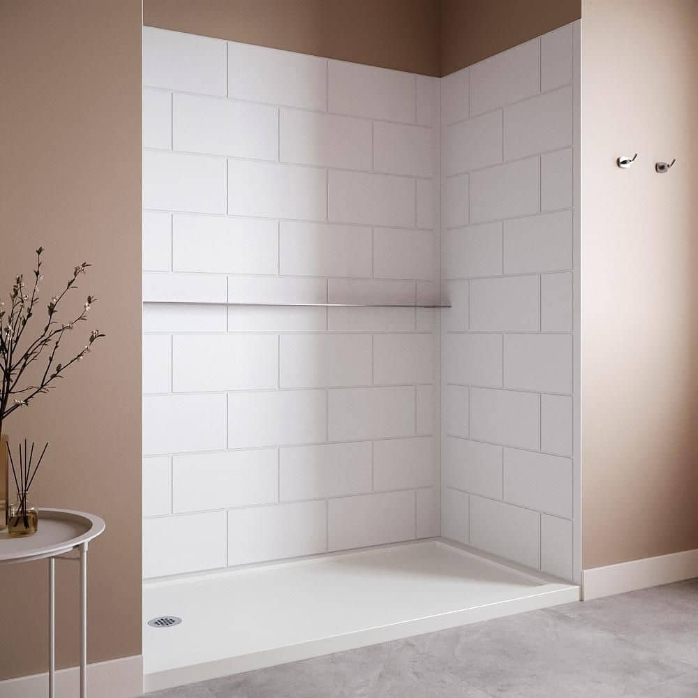 Streamline DSH-1880-214 36 in. L x 60 in. W x 76 in. H 4-Piece Glue-Up Alcove Shower Surround in White Tile Finish (3)