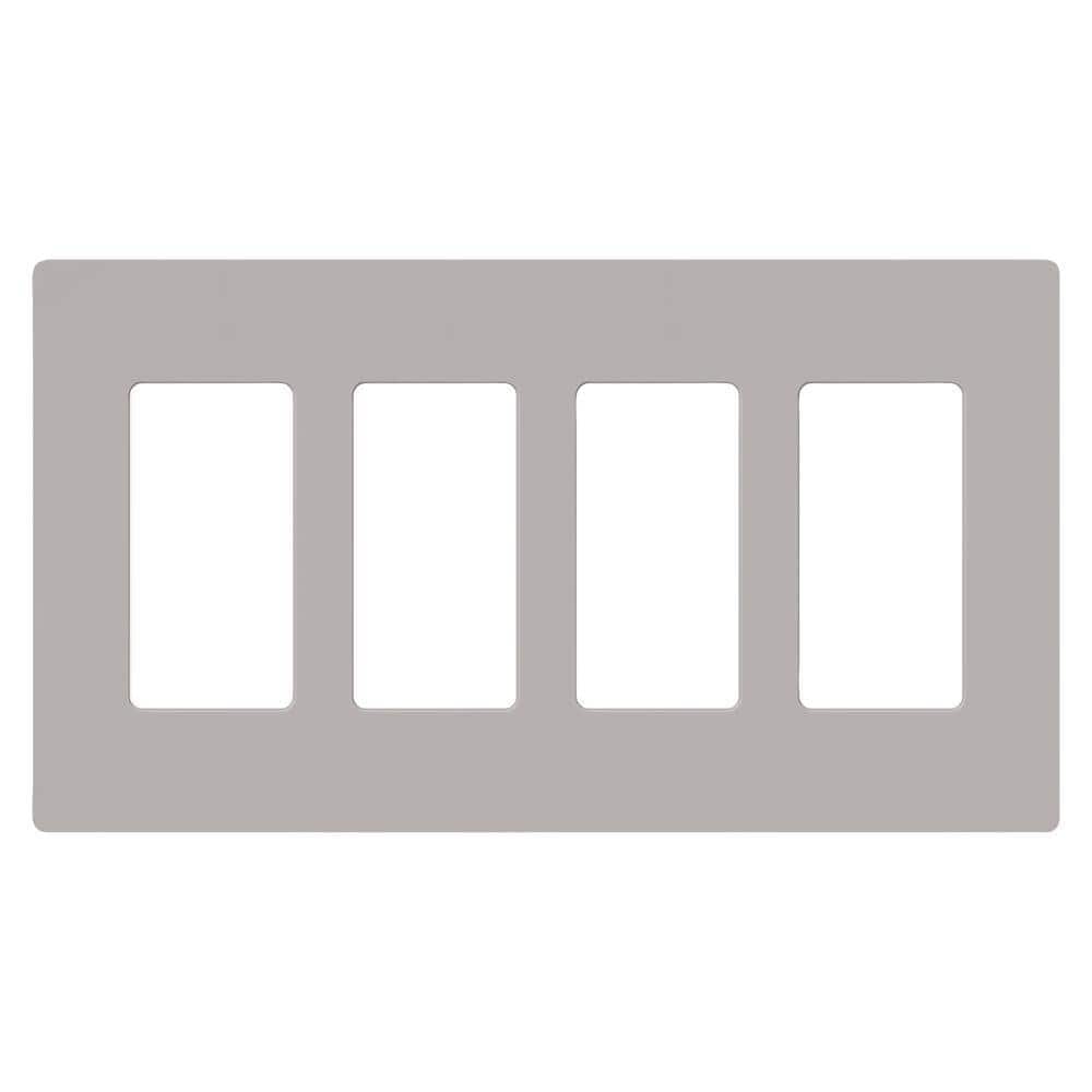 Lutron Claro 4 Gang Wall Plate for Decorator/Rocker Switches, Gloss, Gray (CW-4-GR) (1-Pack)