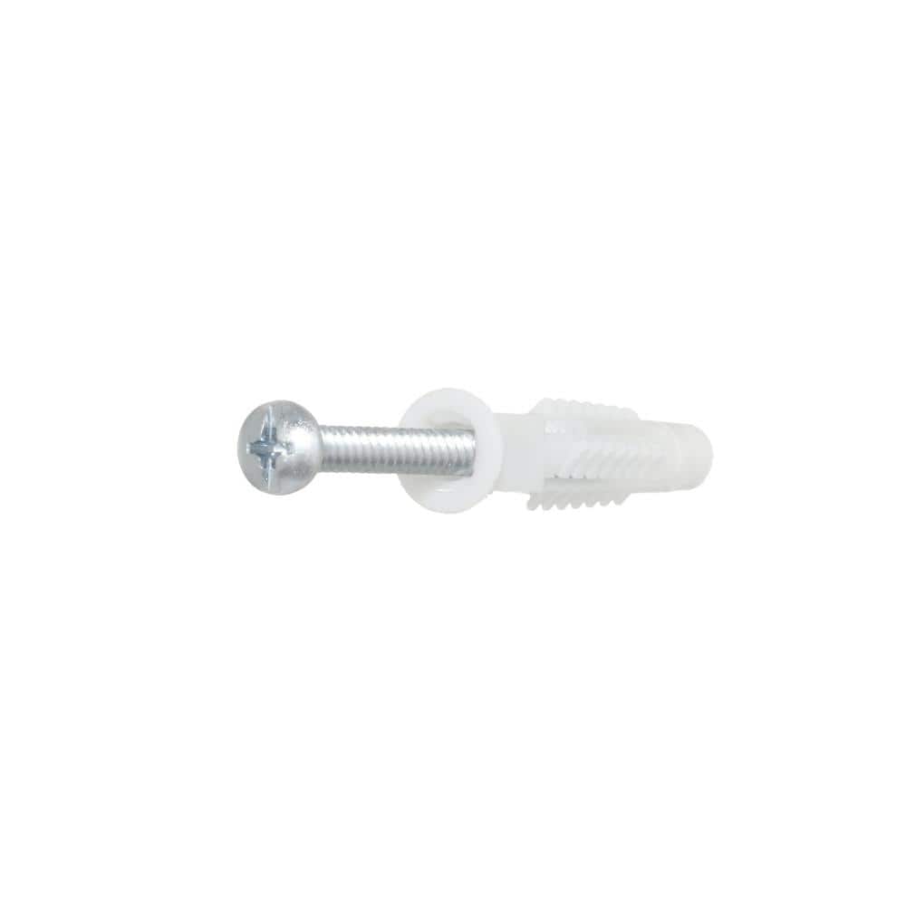 Unbranded #10 x 2-1/2 in. White Plastic Knotting Anchor with #10 x 2-1/2 in. Round-Head Combo Drive Screw (6-Piece) (2)