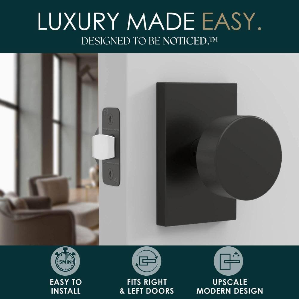 Mega Handles Laura Passage Door Handles - 3 Pack Reversible Interior Door Handles - Matte Black (2)