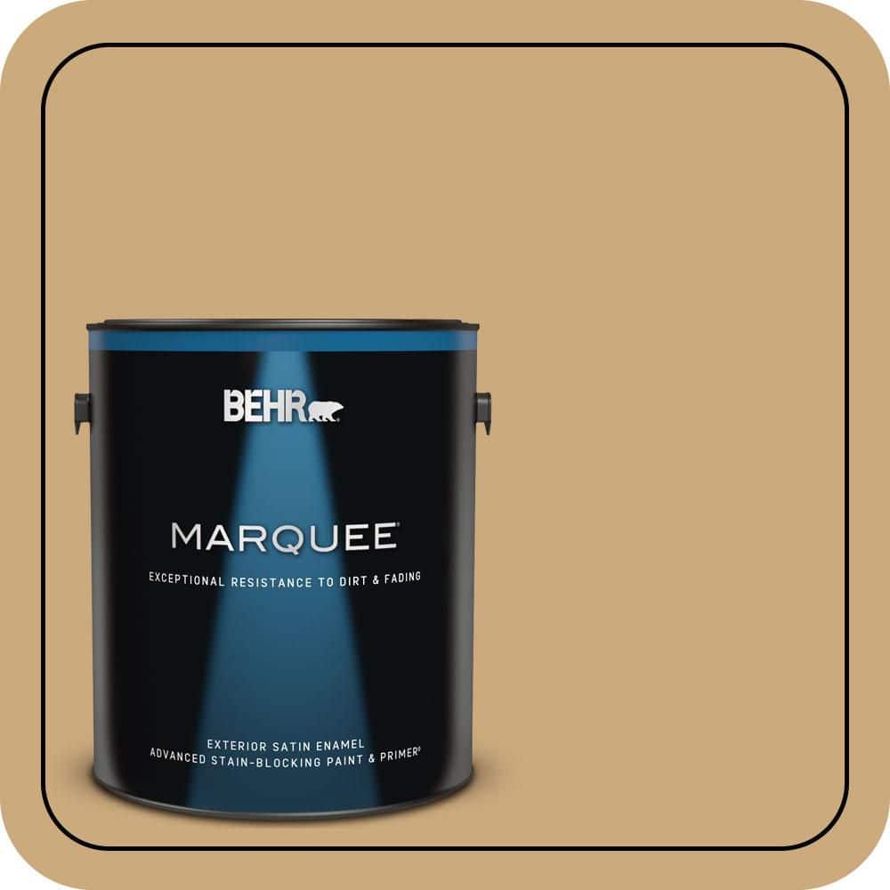 BEHR MARQUEE 1 gal. #S300-4 Flax Straw Satin Enamel Exterior Paint & Primer