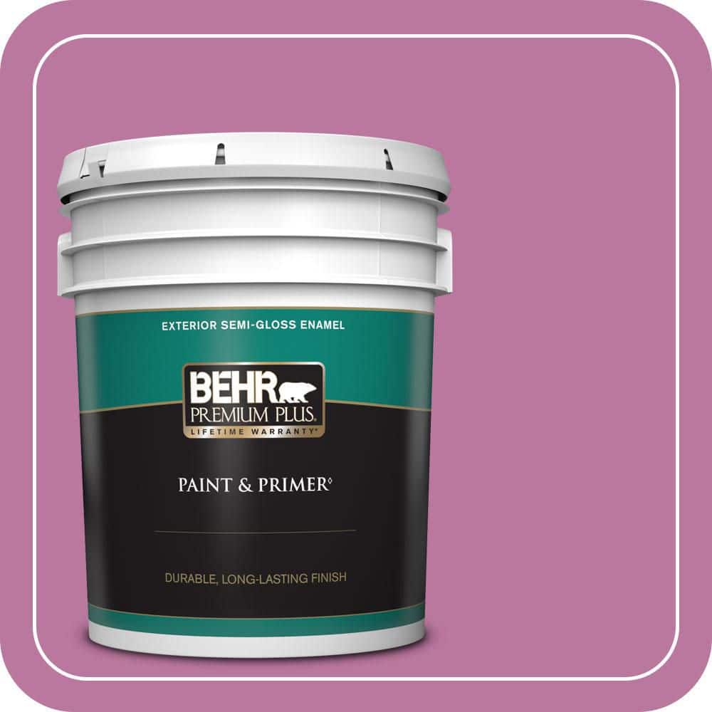 BEHR PREMIUM PLUS 5 gal. #690B-5 Valentine Heart Semi-Gloss Enamel Exterior Paint & Primer