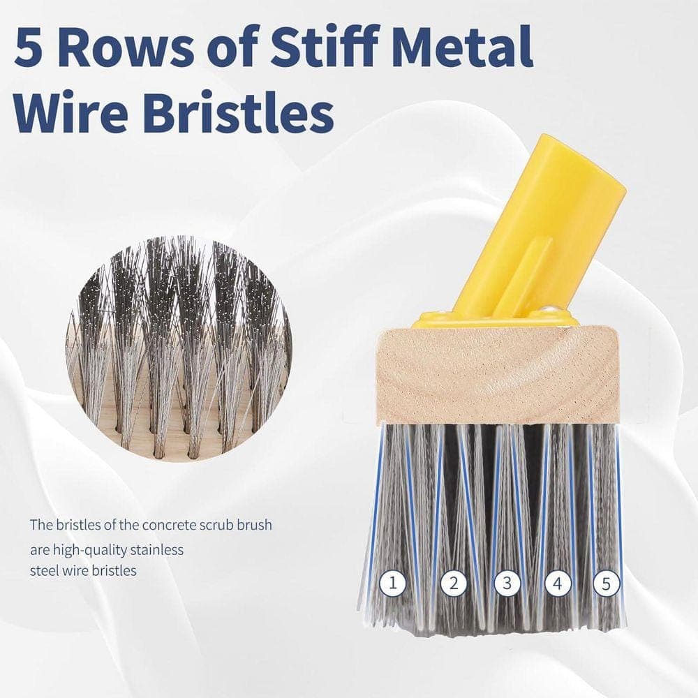 KIWDZFU 60 Heavy Duty Stainless Steel Wire Deck Scrubbing Brush with Adjustable Long Handle for Concrete, Patio, Outdoor Stains (2)