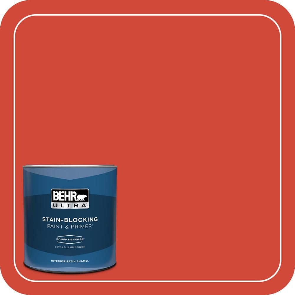 BEHR ULTRA 1 qt. #P180-7 Top Tomato Extra Durable Satin Enamel Interior Paint & Primer