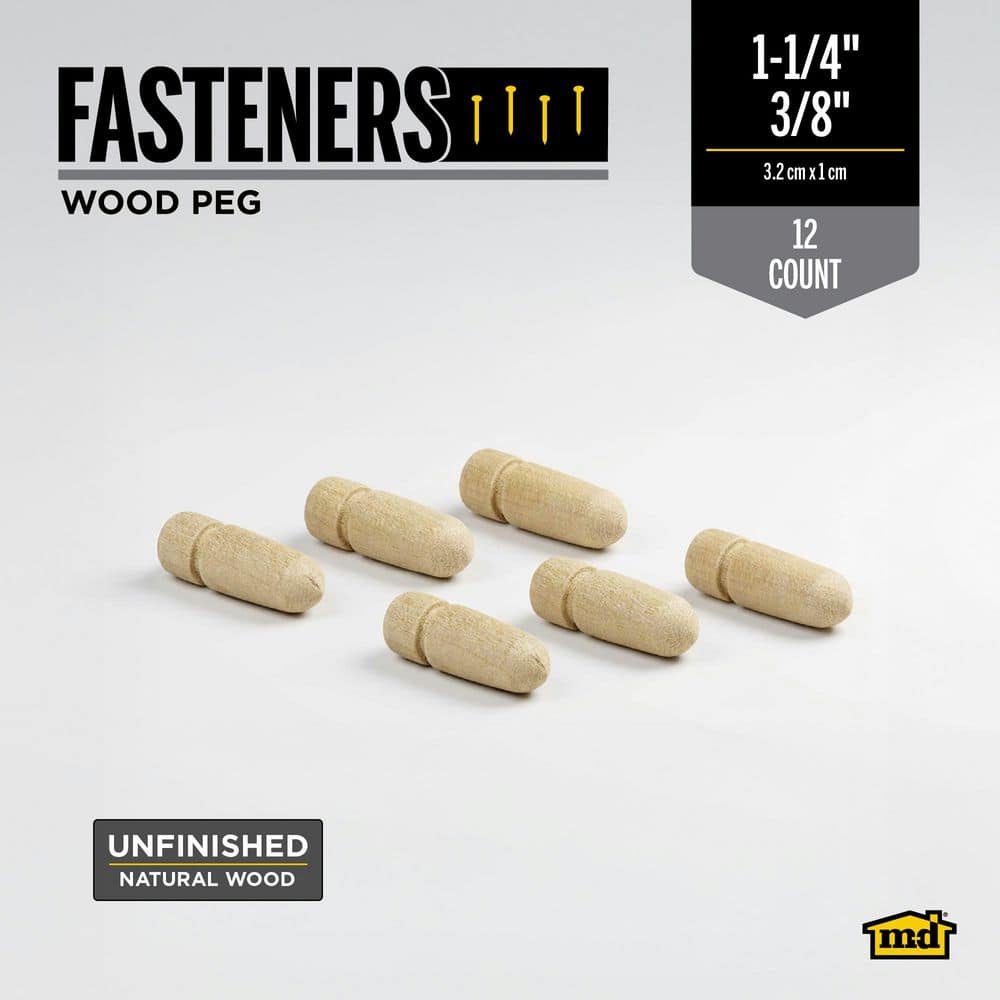Unbranded 1-1/4 in. x 3/8 in. Wooden Pegs (2)