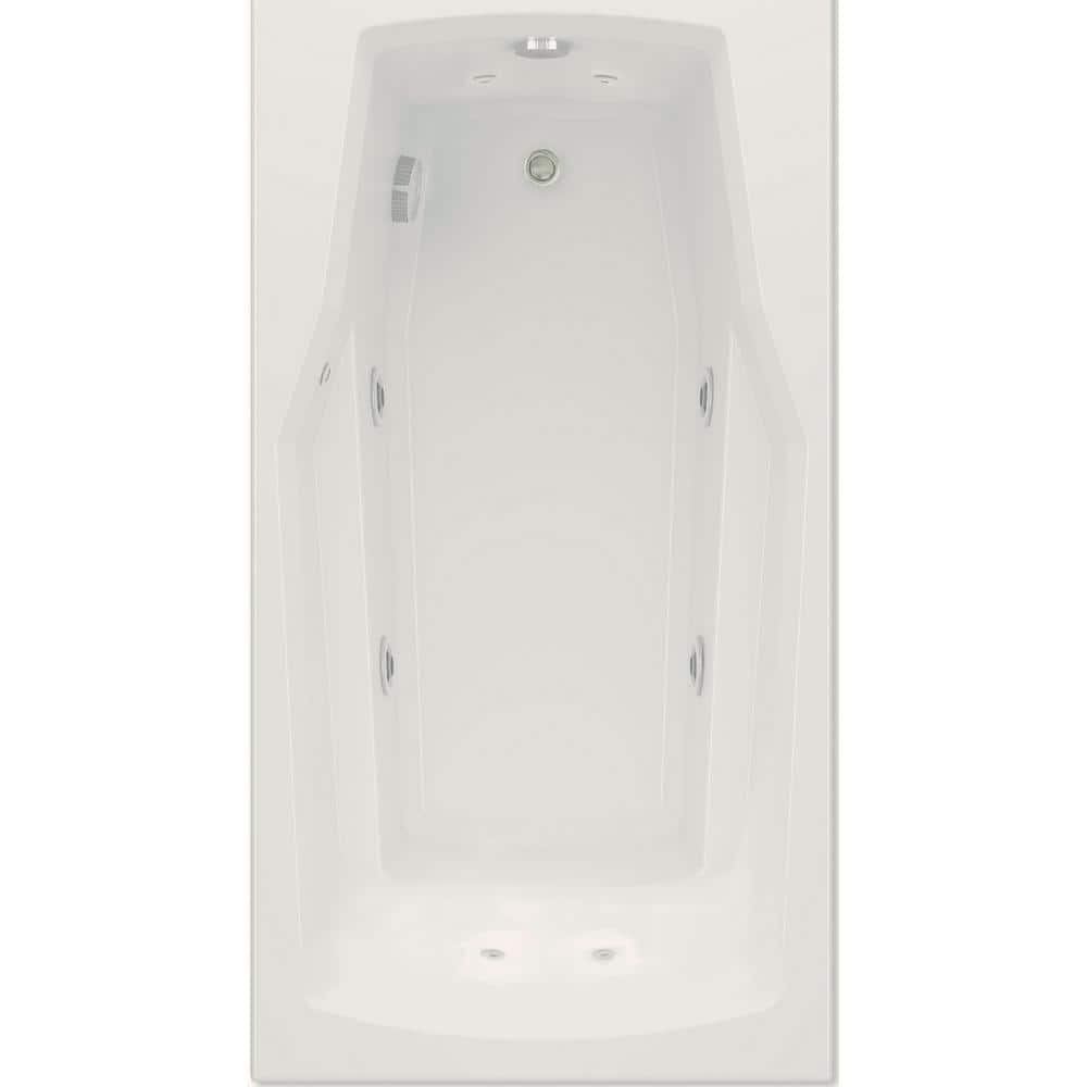 Aquatic Derby 60 in. Rectangular Drop-In Whirlpool Acrylic Bathtub Reversible Drain in White (1)