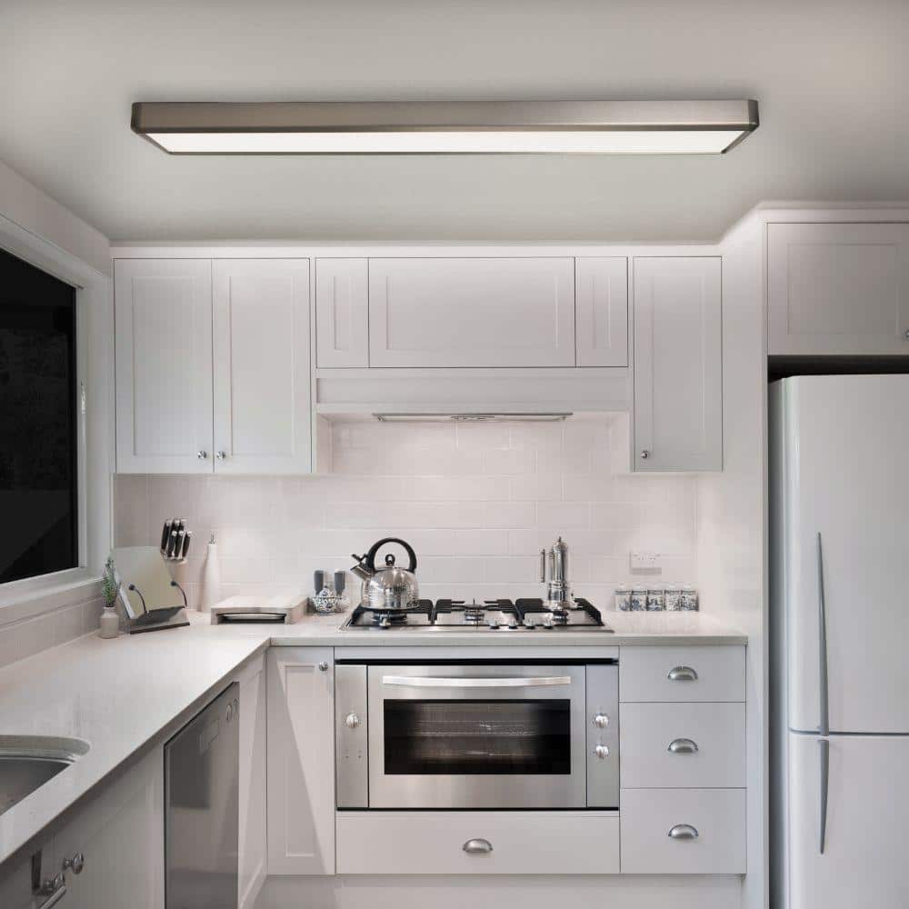 Commercial Electric 4 ft. x 10 in. Blackened Steel Back-Lit LED Panel Light Fixture 4000 Lumens 50W Adjustable CCT Dimmable Kitchen Lighting (3)