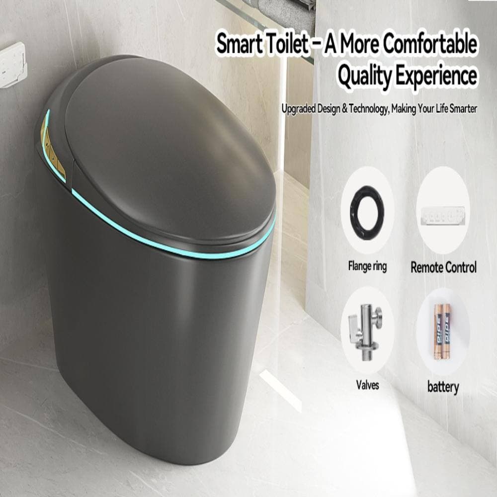 Flynama Grey Unique Smart Toilet, One-Piece Bidet, Auto Open/Close, Foot Sensor, LED Display, Night Light, Warm Water & Dryer (3)