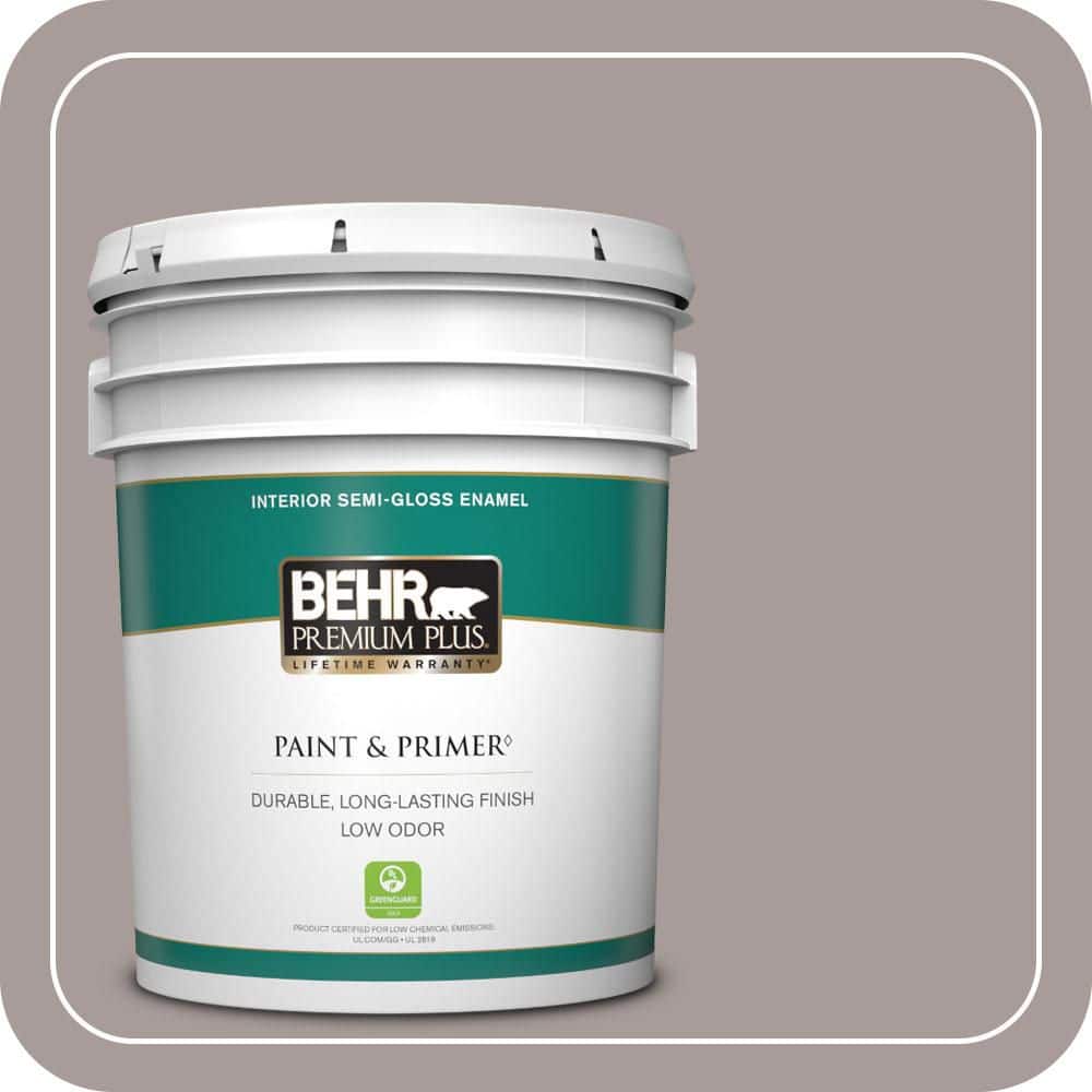 BEHR PREMIUM PLUS 5 gal. #PPU17-12 Smoked Mauve Semi-Gloss Enamel Low Odor Interior Paint & Primer