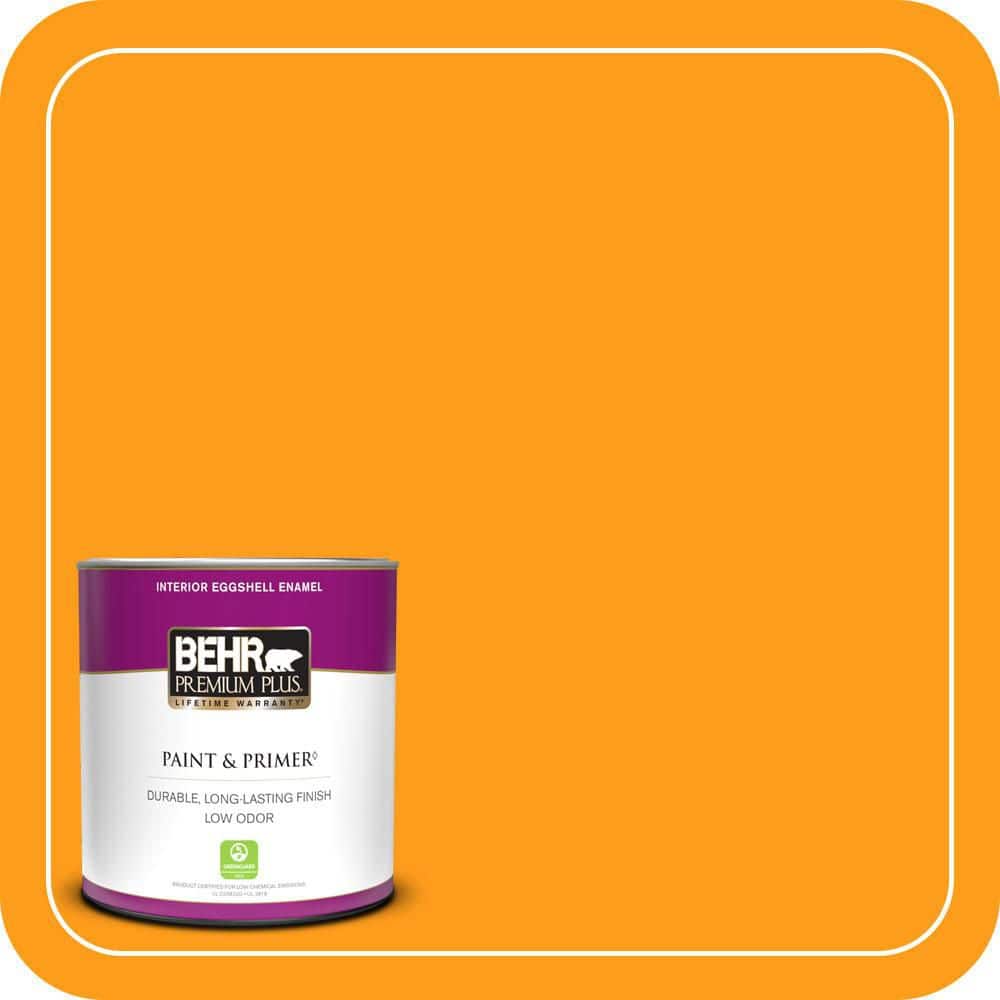 BEHR PREMIUM PLUS #300B-7 Goldfish Enamel Interior/Exterior Paint & Primer Color Sample (1)