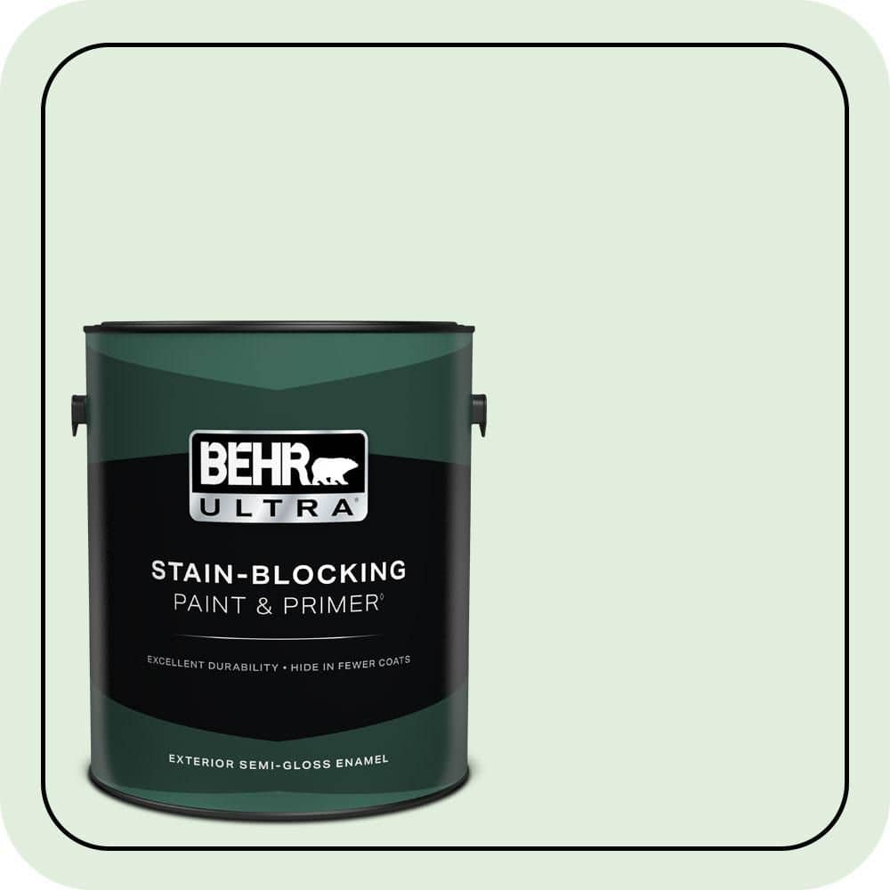 BEHR ULTRA 1 gal. #460C-2 Spearmint Stick Semi-Gloss Enamel Exterior Paint & Primer