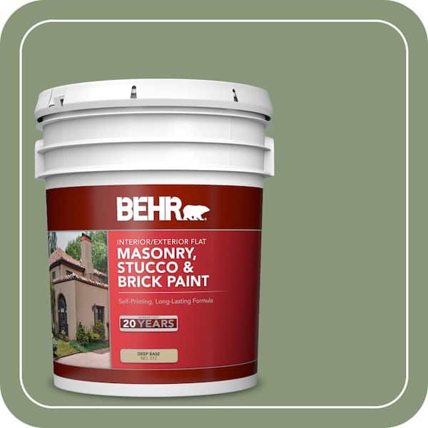 BEHR 5 gal. #S390-5 Laurel Tree Flat Masonry, Stucco and Brick Interior/Exterior Paint (2)