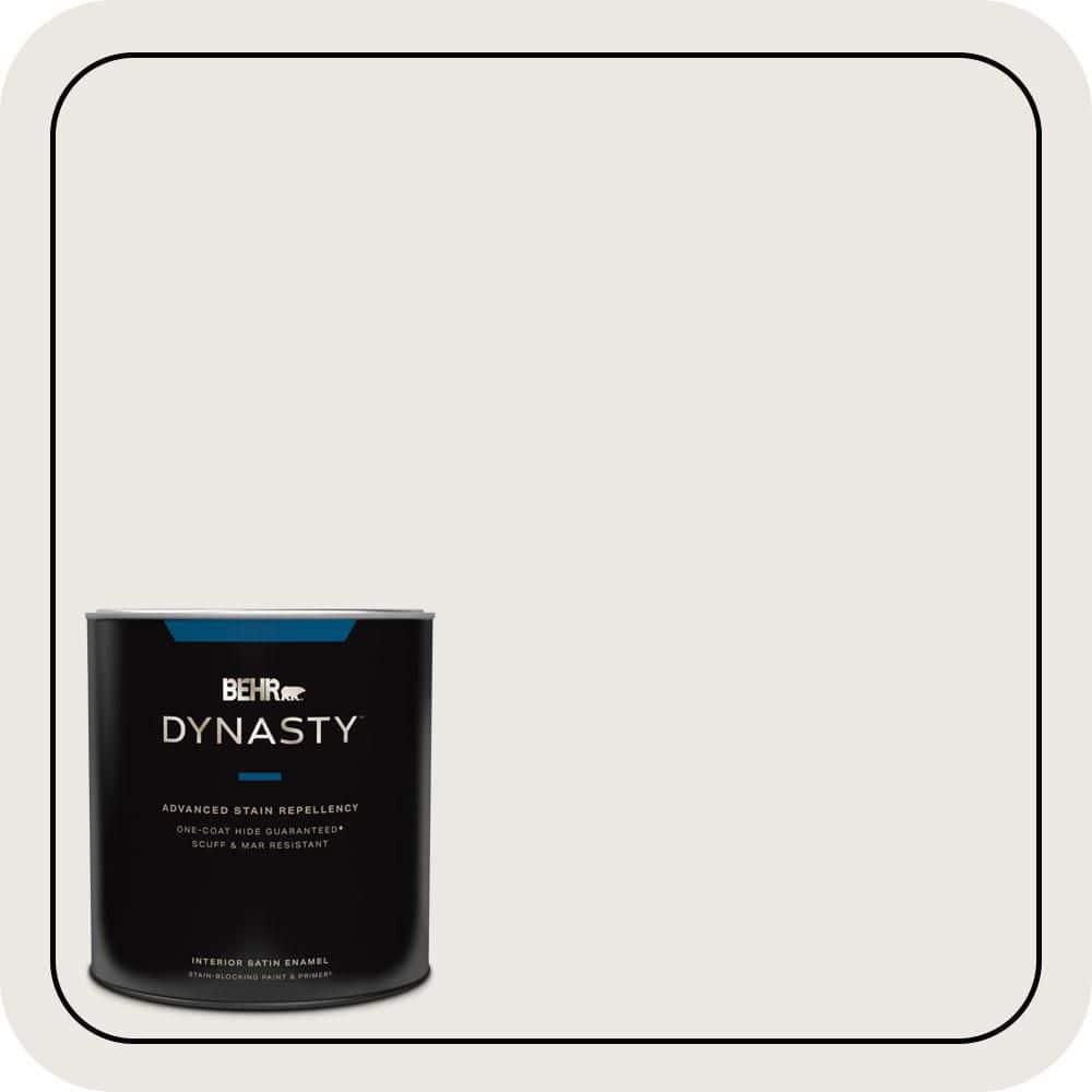 BEHR DYNASTY 1 qt. #MQ3-32 Cameo White 1-Coat Hide Satin Enamel Interior Stain-Blocking Paint and Primer