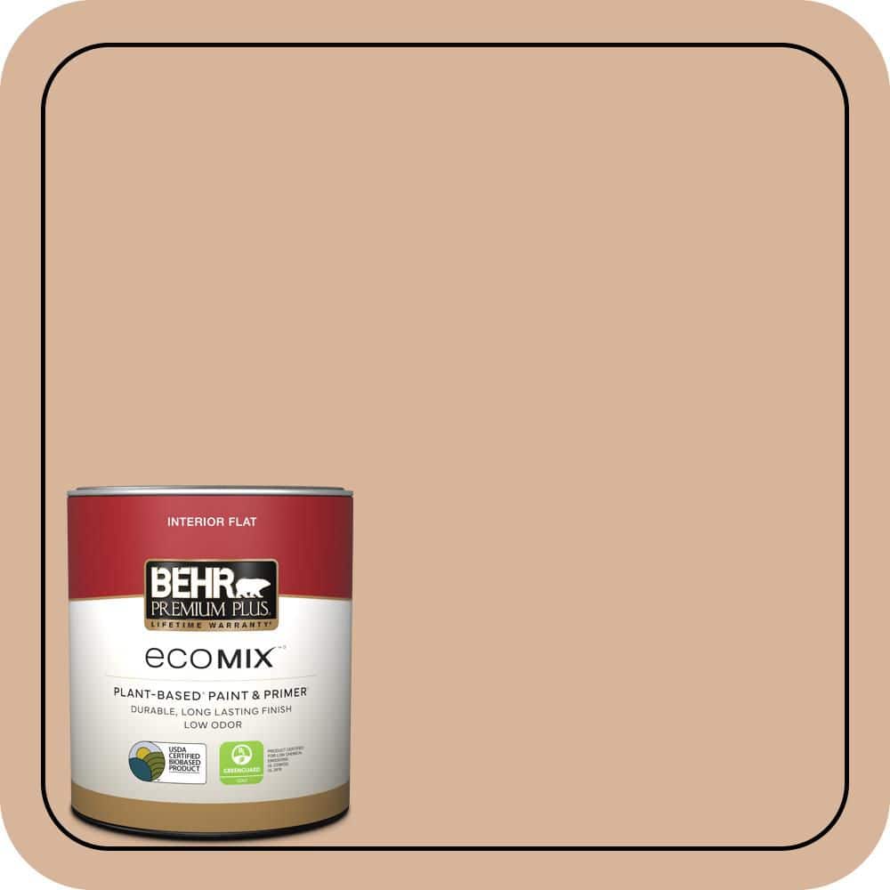 BEHR PREMIUM PLUS 1 qt. #S230-3 Beech Nut Flat EcoMix Plant-Based Interior Paint & Primer (1)