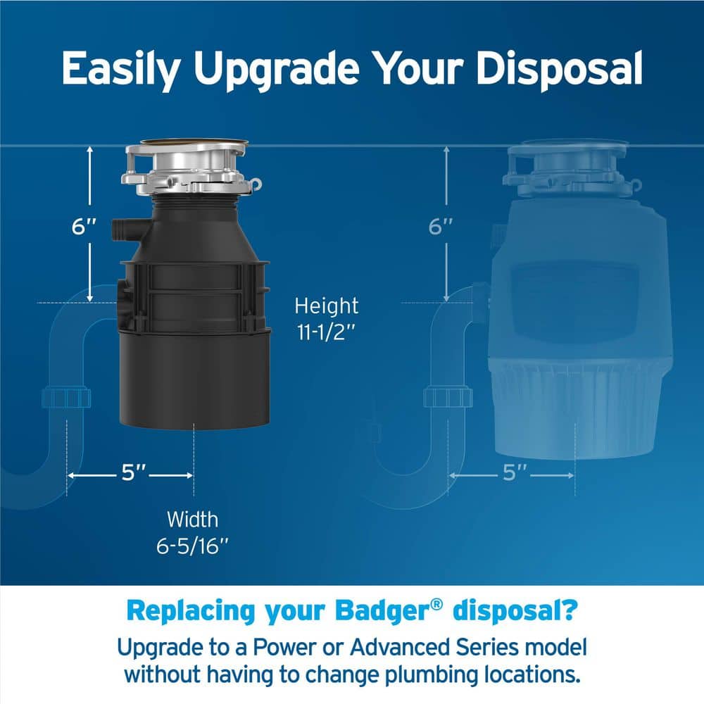 InSinkErator Badger 500, 1/2 HP Continuous Feed Kitchen Garbage Disposal, Badger Series (4)