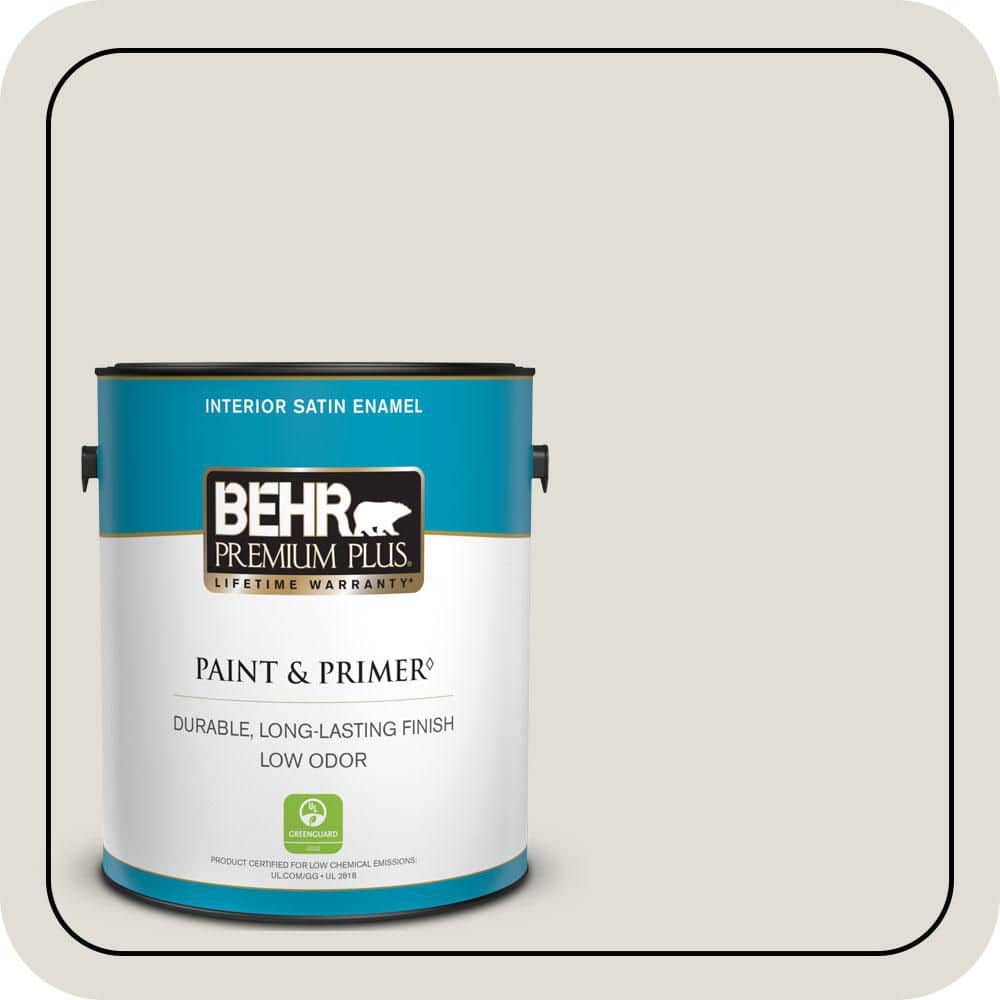 BEHR PREMIUM PLUS 1 gal. #PPF-11 Shaded Hammock Satin Enamel Low Odor Interior Paint & Primer