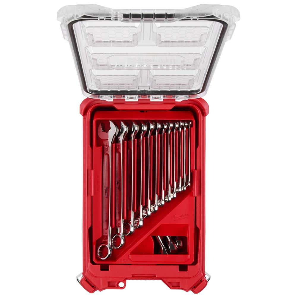 Milwaukee SAE Combination Wrench Set and 3/8 in. Drive SAE Ratchet and Socket Mechanics Tool Set with Packout Case (43-Piece) (2)