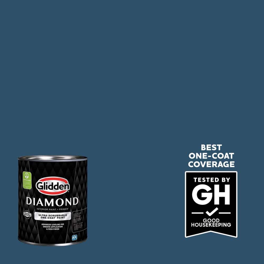 Glidden Diamond 1 qt. PPG1155-7 Blue Lava Satin Interior Paint with Primer (1)