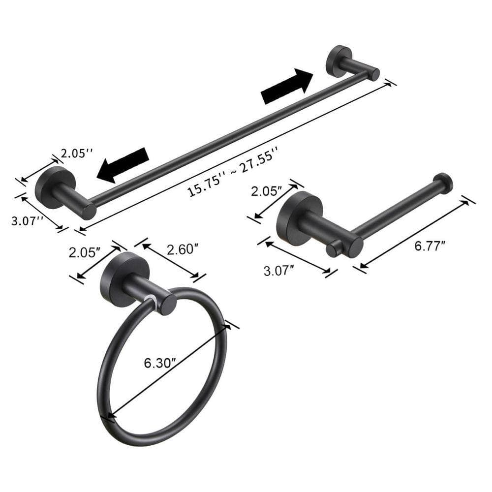 Unbranded Bathroom Hardware Set, Thicken Space Aluminum PCS Towel bar Set 16-27 Inches Adjustable Bathroom Accessories Set (2)
