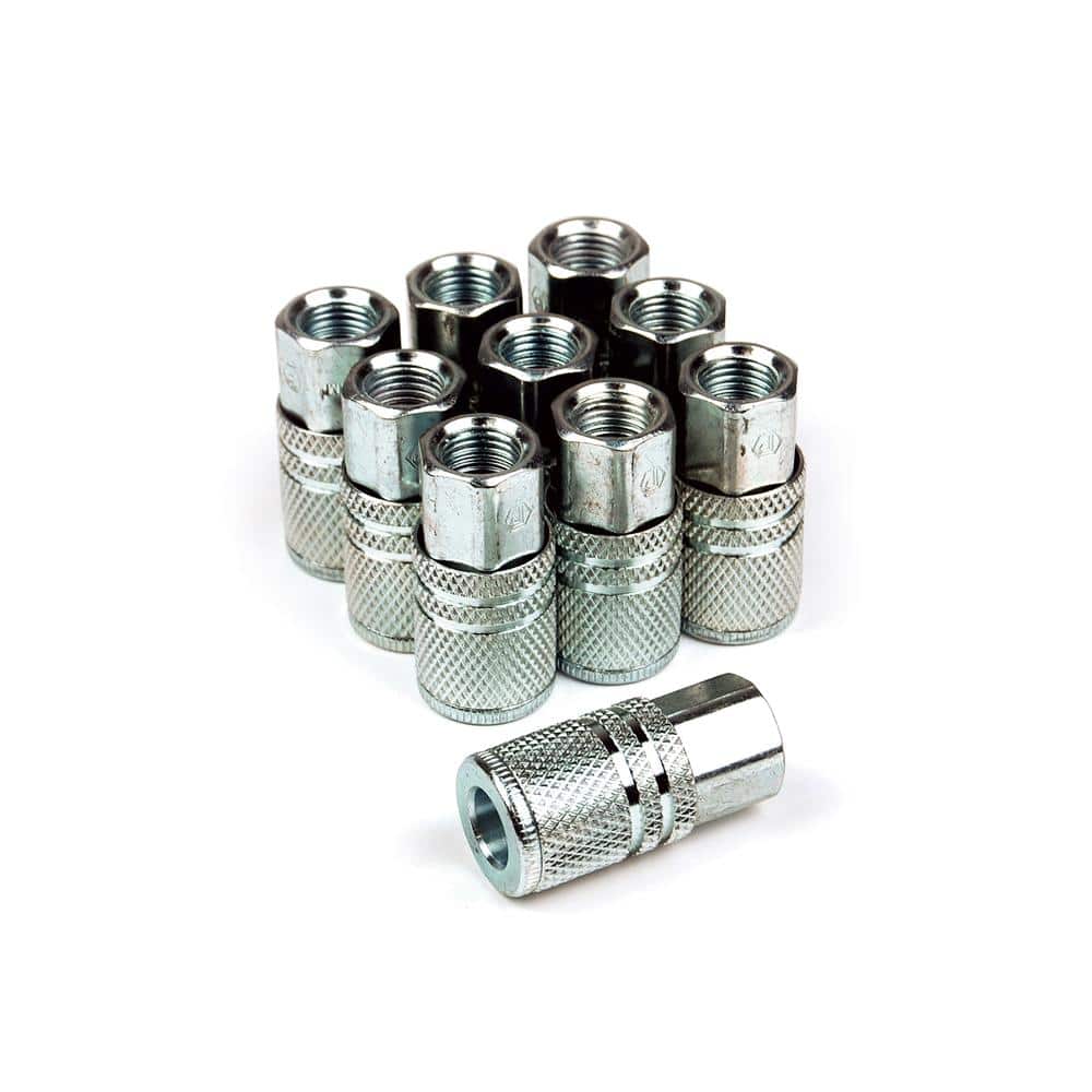 Primefit Extreme Performance 1/4 in. x 1/4 in. Steel Female Industrial M-Style 6-Ball Coupler (10-Pack) (1)