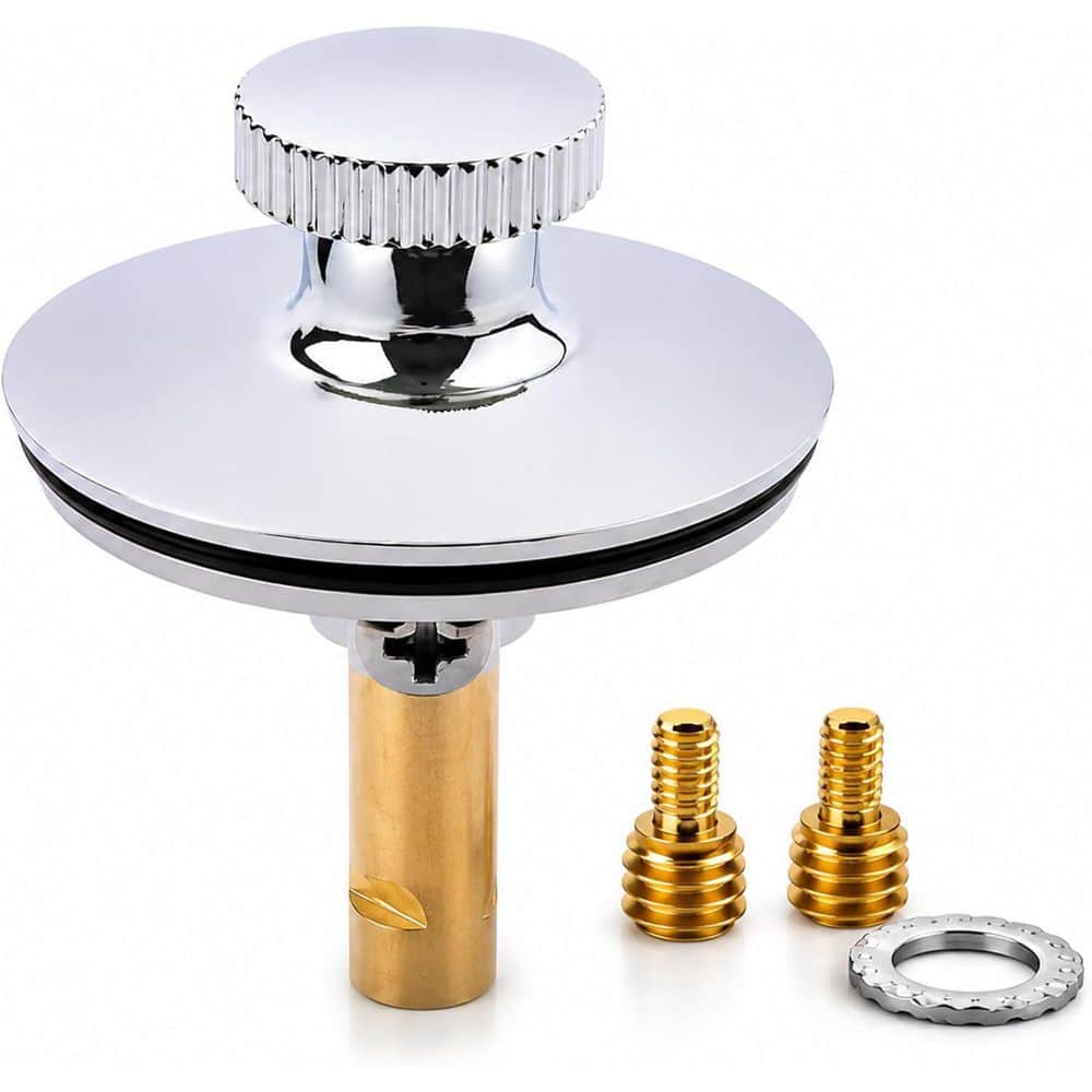 PLUMBFLEX SUPPLYGIANT Lift and Turn Tub Drain Stopper 5/16 or 3/8 Inner Bathtub Shoe Bathtub Drain Assembly Polished Chrome Finish