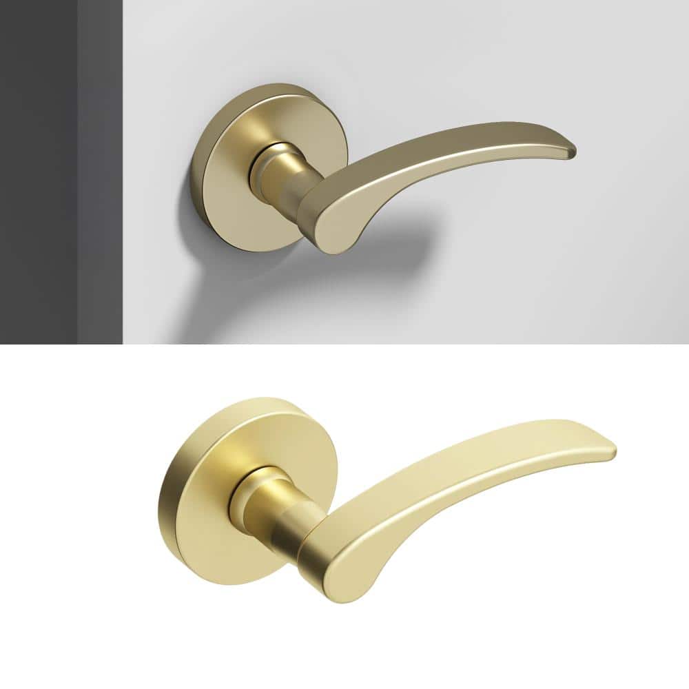 Okun Brook Metal Brushed Champagne Gold Dummy Door Handle with Round Rosette (1)