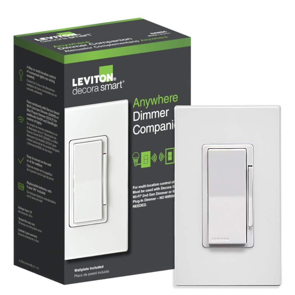 Leviton Decora Smart Anywhere Wire-Free 3-Way Dimmer Companion Light Switch for Decora Smart Wi-Fi Dimmers, White, DAWDC-1RW (1)