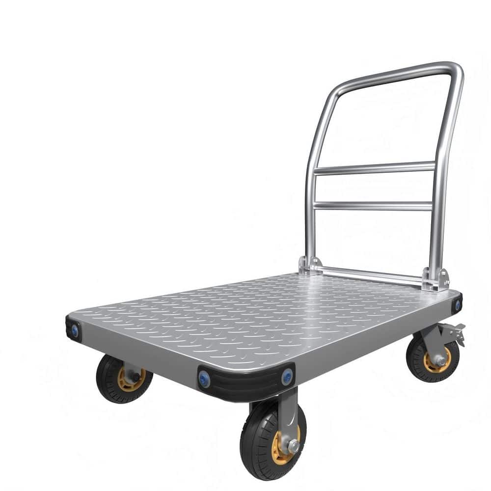 xinyoec Heavy Duty 2600 lb. Steel Platform Truck Cart, 48 x 24 in. Flatbed Dolly with 360° Swivel Wheels, Drywall Cart (1)