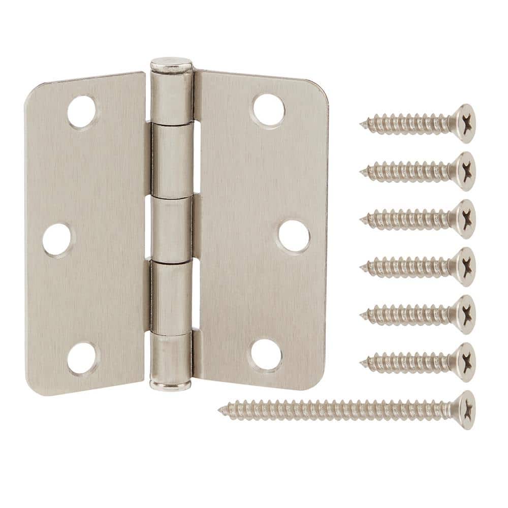Everbilt 3 in. x 1/4 in. Radius Satin Nickel Squeak-Free Door Hinge