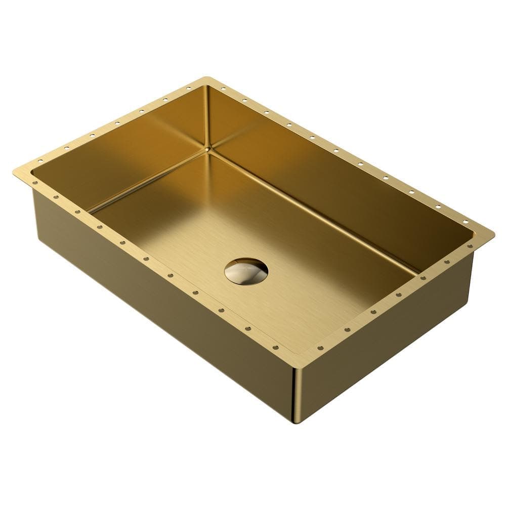 Karran CCU300 21-5/8 in. Stainless Steel Undermount Bathroom Sink in Yellow Gold (1)