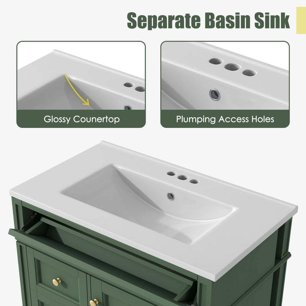 COWLOWN 30 in. W x 18.3 in. D x 33.8 in. H Bathroom Green Linen Cabinet (3)