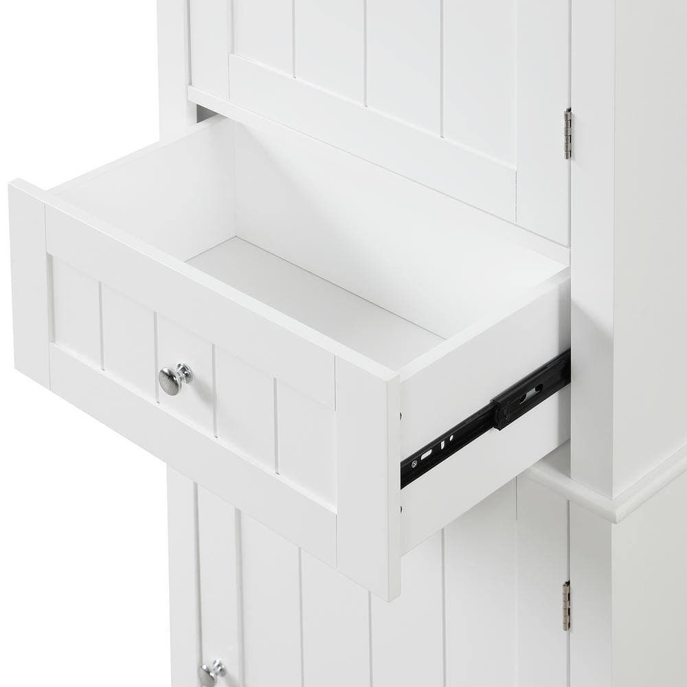 Tileon 22 in. W 11 in. D 67 in. H MDF Linen Cabinet, Tall Bathroom Storage Cabinet with Drawer and Adjustable Shelf (3)