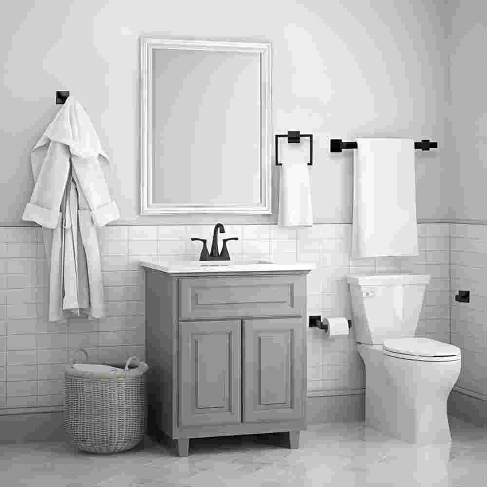 Dyiom 5-Pieces Matte Black Bathroom Hardware Accessories Set, SUS304 Stainless Steel Bath Towel Bar Set (3)
