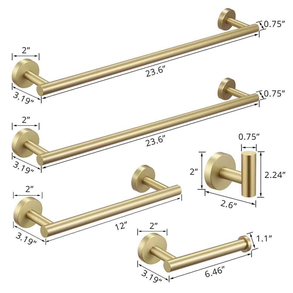 Unbranded 5-Piece Stainless Steel Bathroom Towel Rack Set with Mounting Hardware for Bathroom Wall Mounted (2)