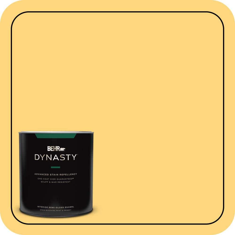 BEHR DYNASTY 1 qt. #T17-20 Lemon Burst Semi-Gloss Enamel Interior Stain-Blocking Paint and Primer