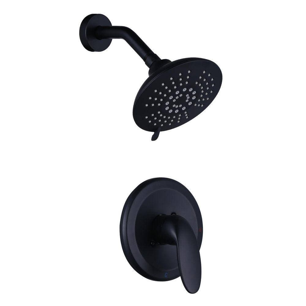 IVIGA Single Handle 5-Spray Shower Faucet 1.8 GPM with Pressure Balance Valve in Matte Black (1)