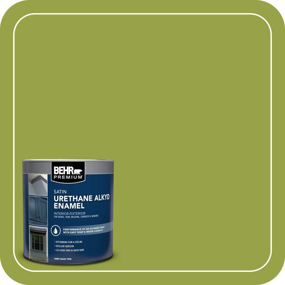 BEHR PREMIUM 1 qt. #P360-6 Fresh Apple Satin Enamel Urethane Alkyd Interior/Exterior Paint