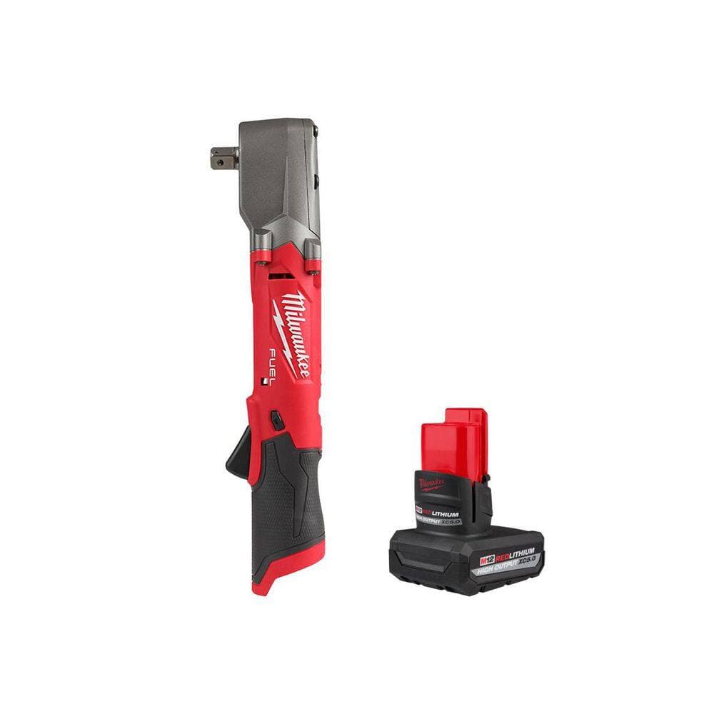 Milwaukee M12 FUEL 12V Lithium-Ion Brushless Cordless 1/2 in. Right Angle Impact Wrench with Pin Detent with M12 5.0 Ah Battery (1)