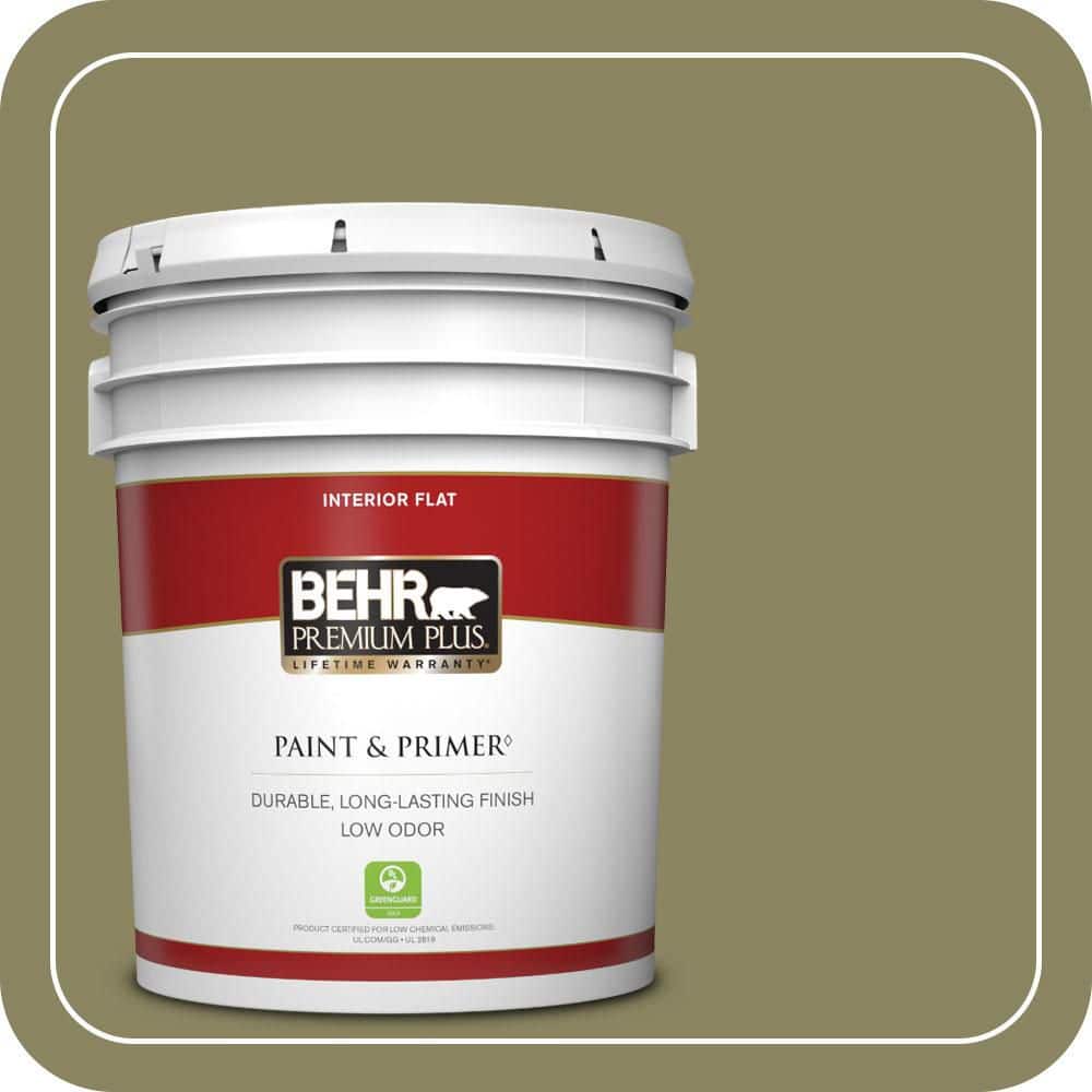BEHR PREMIUM PLUS 5 gal. #S350-5 Green Scene Flat Low Odor Interior Paint & Primer
